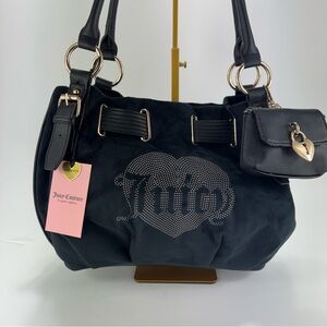 Juicy Couture Black Shoulder Bag with Heart Accent